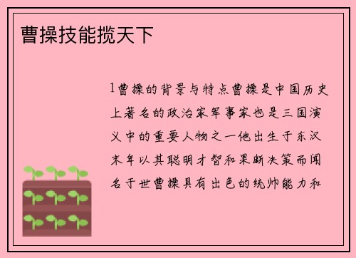 曹操技能揽天下